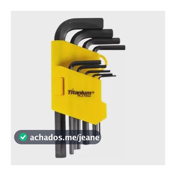 Jogo De Chave Allen 9 Peças Curto Aço Carbono Titanium Platina Cor Preto