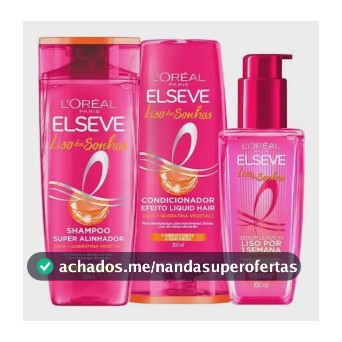 L'Oréal Paris Elseve Liso dos Sonhos Kit Shampoo, Condicionador e Sérum, com Tecnologia Ativada por Calor para um Liso por 1 Semana, Efeito Antifrizz e Barreira Protetora Contra Umidade