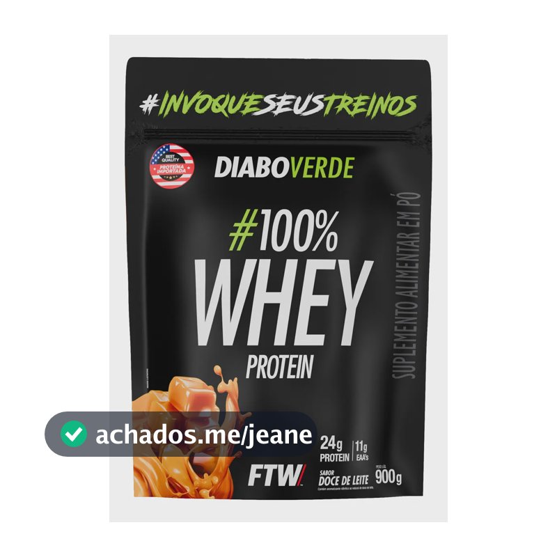 100% Whey Protein 900g Sabor Doce De Leite Diabo Verde - Ftw