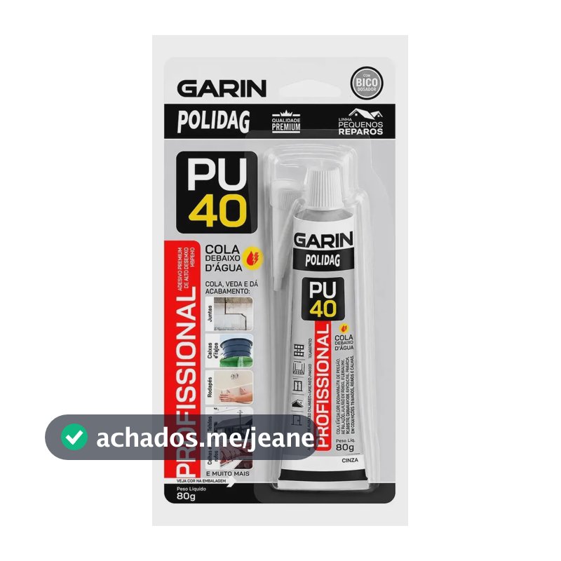 Silicone Cola PU 40 Selante Profissional Poliuretano Cinza Garin Veda Fixa Construção 80g