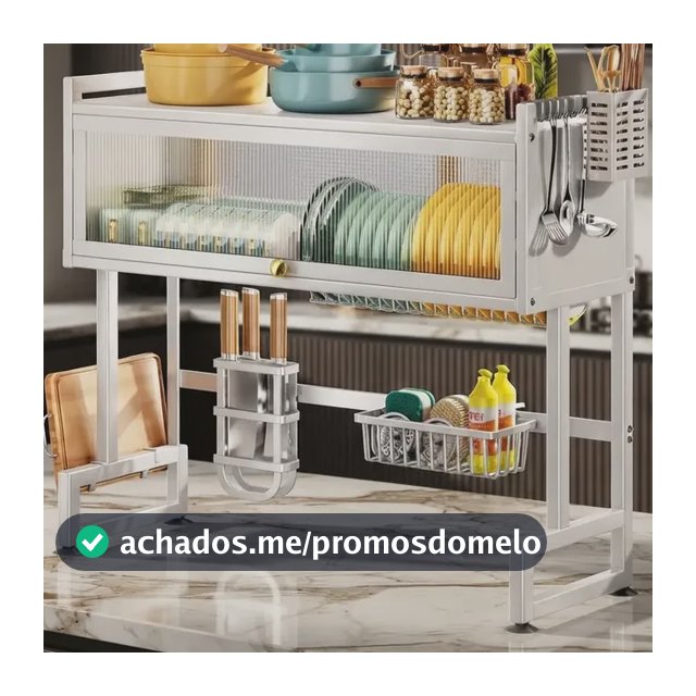 Escorredor De Pratos Louça Preto Cozinha Suspensa 65cm 18pçs Branco