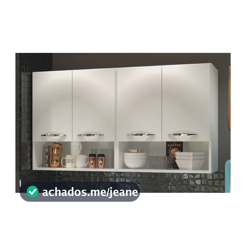 Armário Aéreo Cozinha AJL Branco 4 Portas Madeira 62x120x27cm