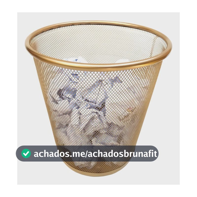 Lixeira Luxo Dourado Ouro 10 Litros Lixeira