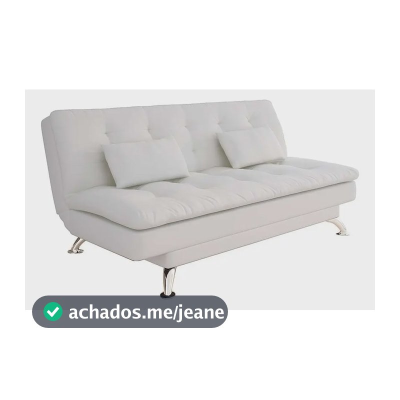 Sofá-cama 3 Lugares Casal Premium Couro Sintético Branco