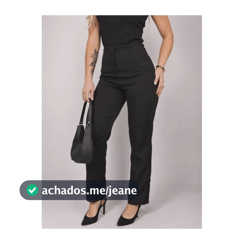 Calça Feminina Alfaiataria Social Reta Lisa Cintura Alta Preto M