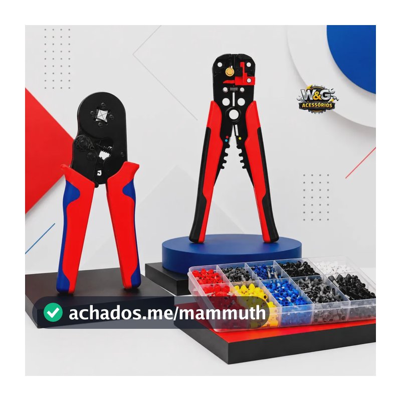 Kit Profissional Alicate Decapador Fios + Alicate Crimpador + 1200 Ilhós Kit Eletricista Ferramentas W&G