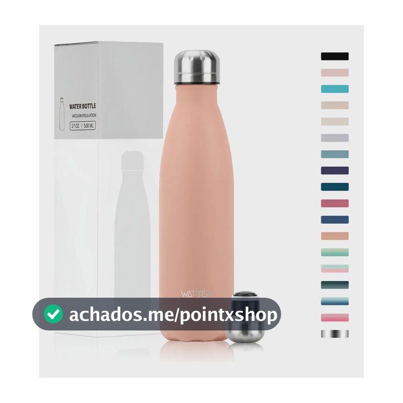 Garrafa Térmica 500ml Aço Inox Portátil Camping Viagem Cafe Pêssego Rosa