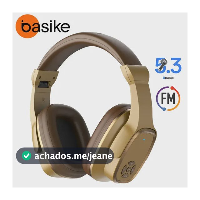 Basike Headphone Bluetooth Fone de Ouvido Sem Fio Com Rádio Fm E Função Caixa De Som E Microfone Fone Headset Over-ear 76h De Bateria Hi-fi Estéreo Para Música Gamer Academia Esportivo Marrom