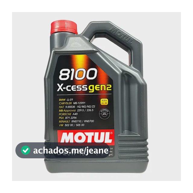 Óleo Motul 8100 X-cess Gen2 5w40 Sintético Alta Potência 4lt