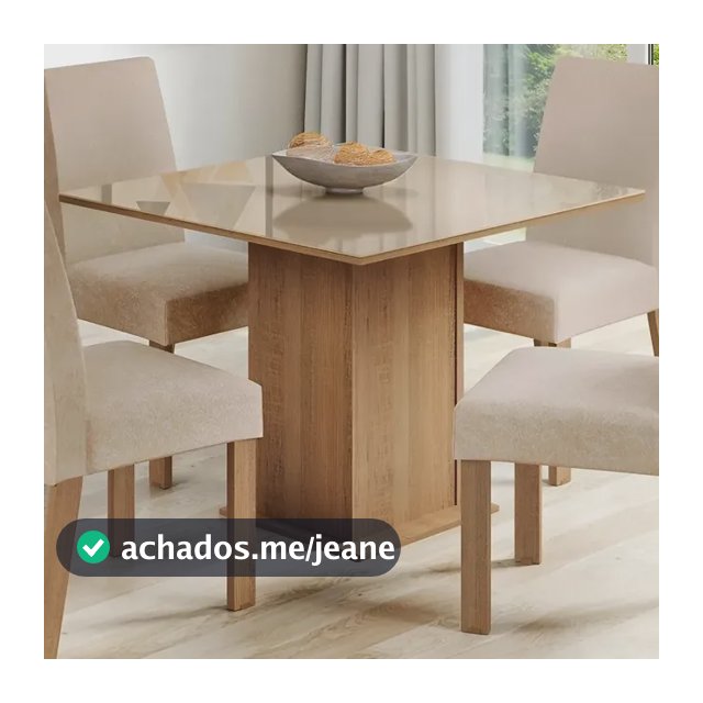 Sala De Jantar Estofada Madesa Evelin Mesa Tampo Vidro Com 4 Cadeiras Cor Rustic/Crema/Imperial MDJA0401037GSIM