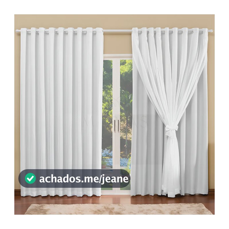 Cortina Blackout com voil para quarto e sala tamanho 4,00 x 2,70 na cor Branco Gelo