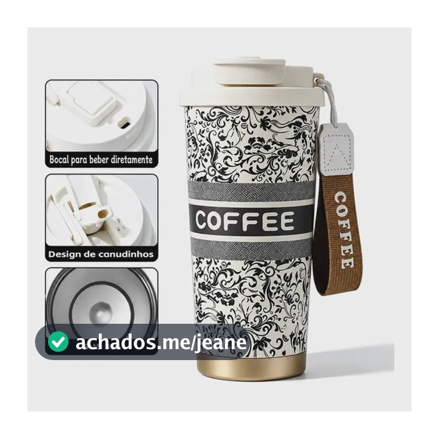 Copo Térmico Gigante 500ml Inox Com Tampa E Inox Canudo