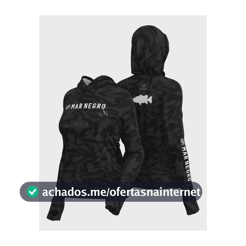 Camiseta De Pesca Feminina Com Capuz Camo Black Proteção Uv Camo Black G