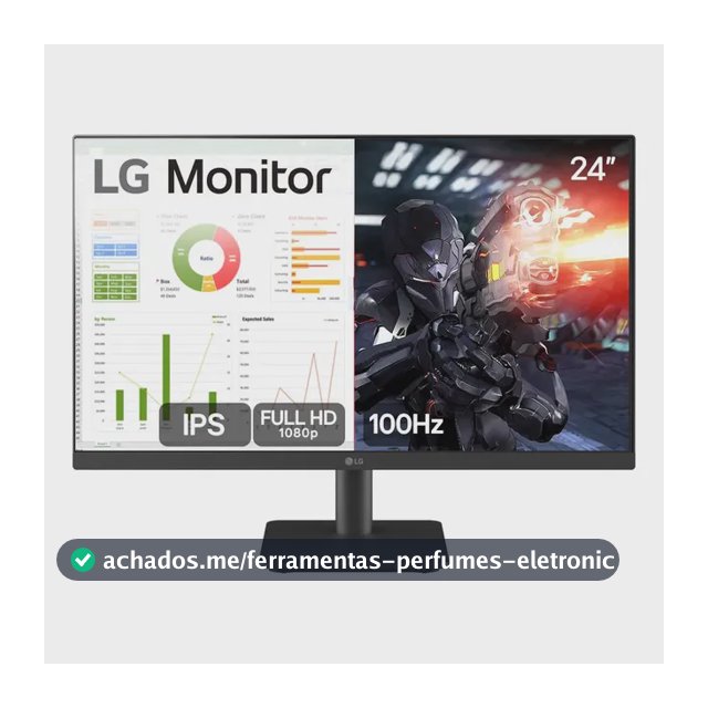 Monitor PC Gamer LG 24”- IPS, Full HD, 100Hz, HDMI, Preto - 24MS500-B