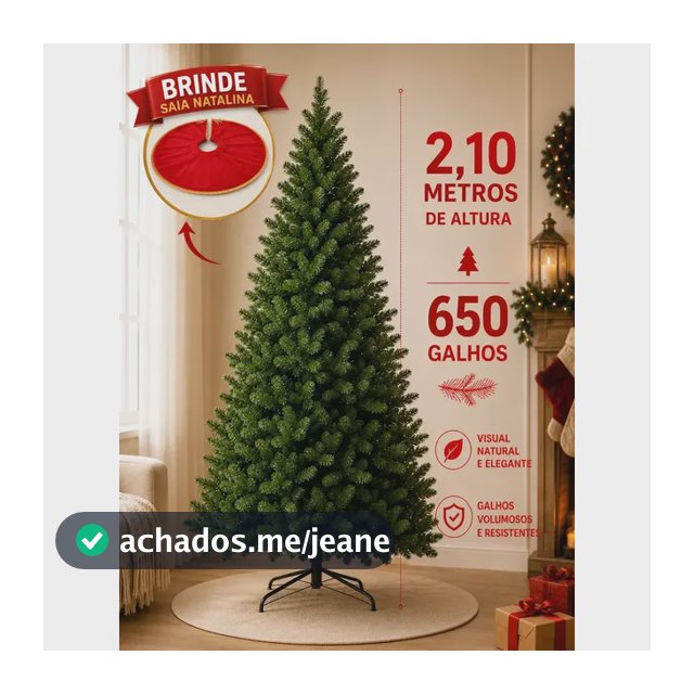 Árvore De Natal 2,10m Com 650 Galhos Cheia Pinheiro Verde Tradicional