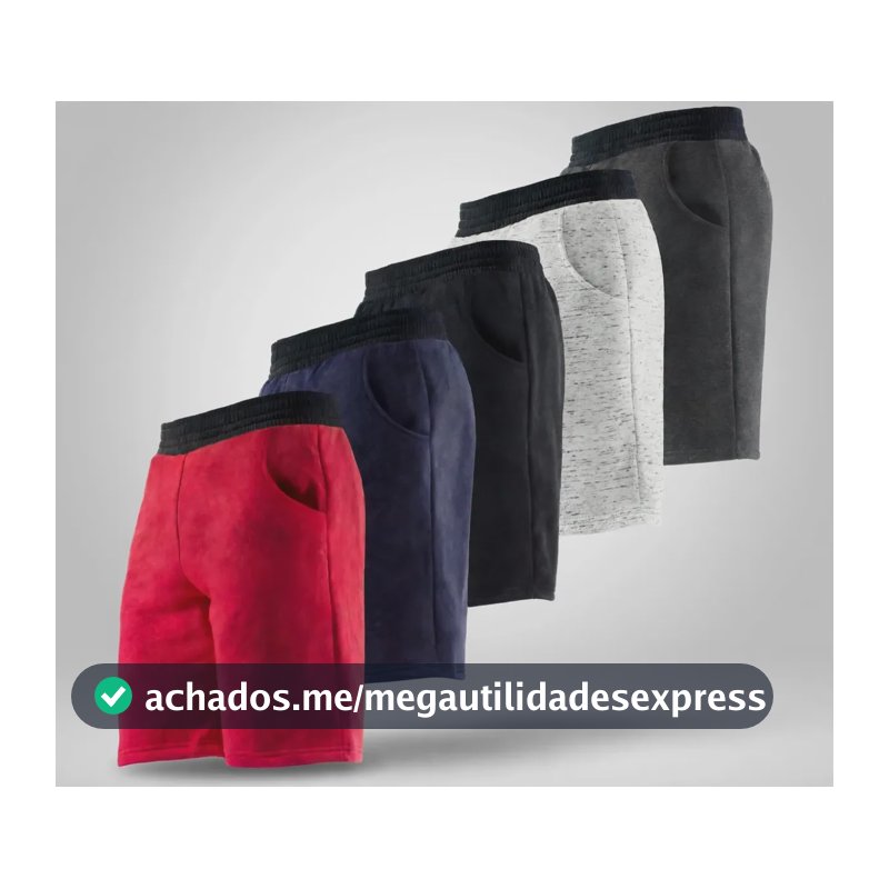 Kit 5 Bermudas Moletom Masculina Sortidas Academia Full Lote Sortido Liso G