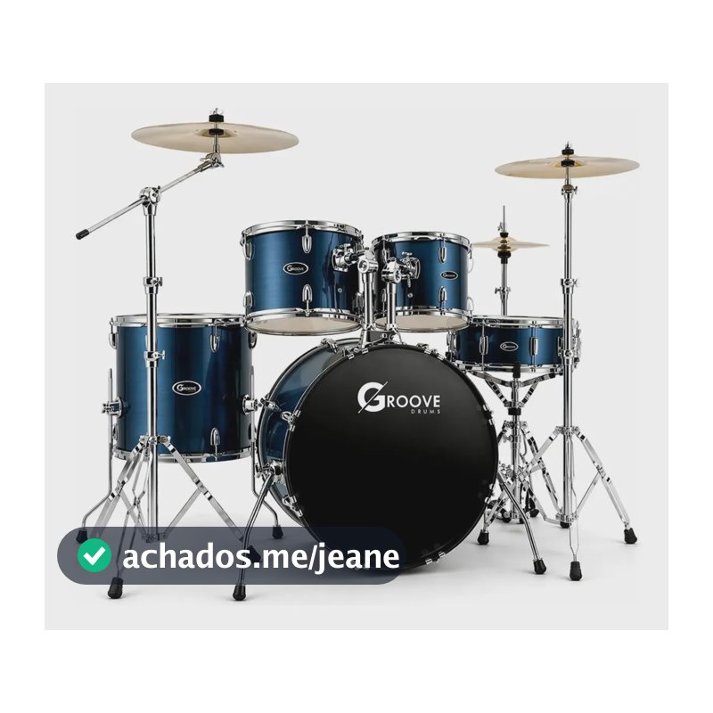 Bateria Acústica Completa Groove Drums Banco Pratos Pedal Pele Hidraúlica - Gd920 Bumbo 20 Brushed Blue