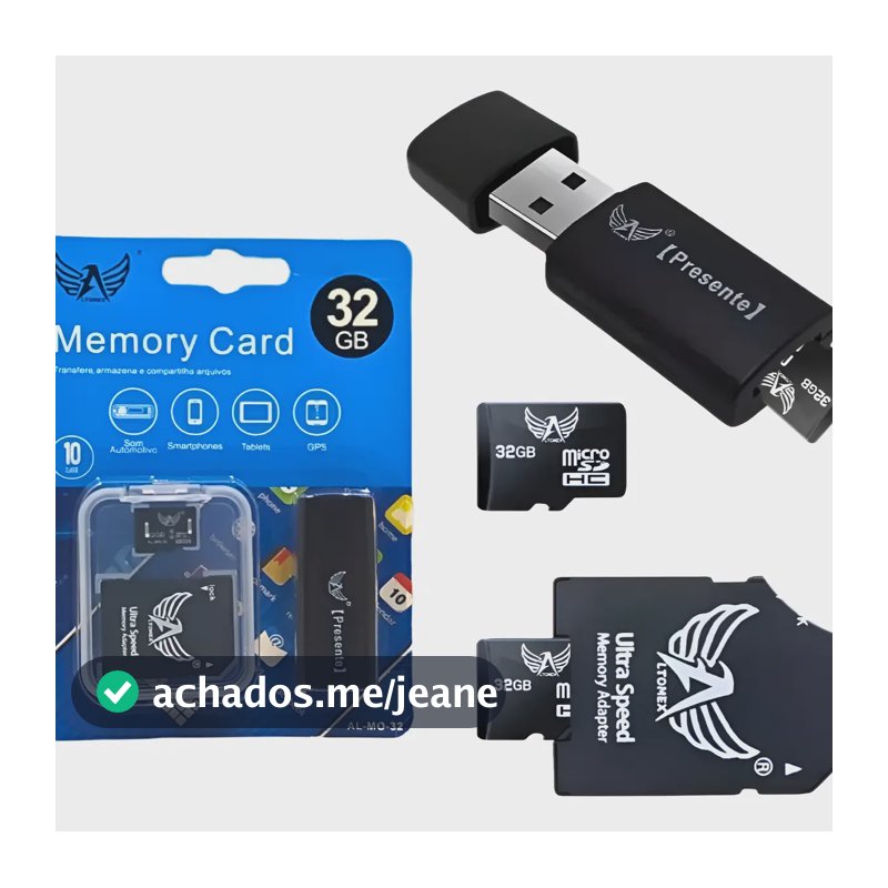 Cartão Memória 32gb Altomex Classe 10 Com Adaptador Usb E Sd 32gb Com 2 Ataptador