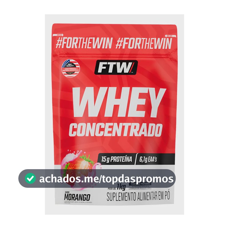 Whey Protein Concentrado 1kg Sabor Morango - Ftw