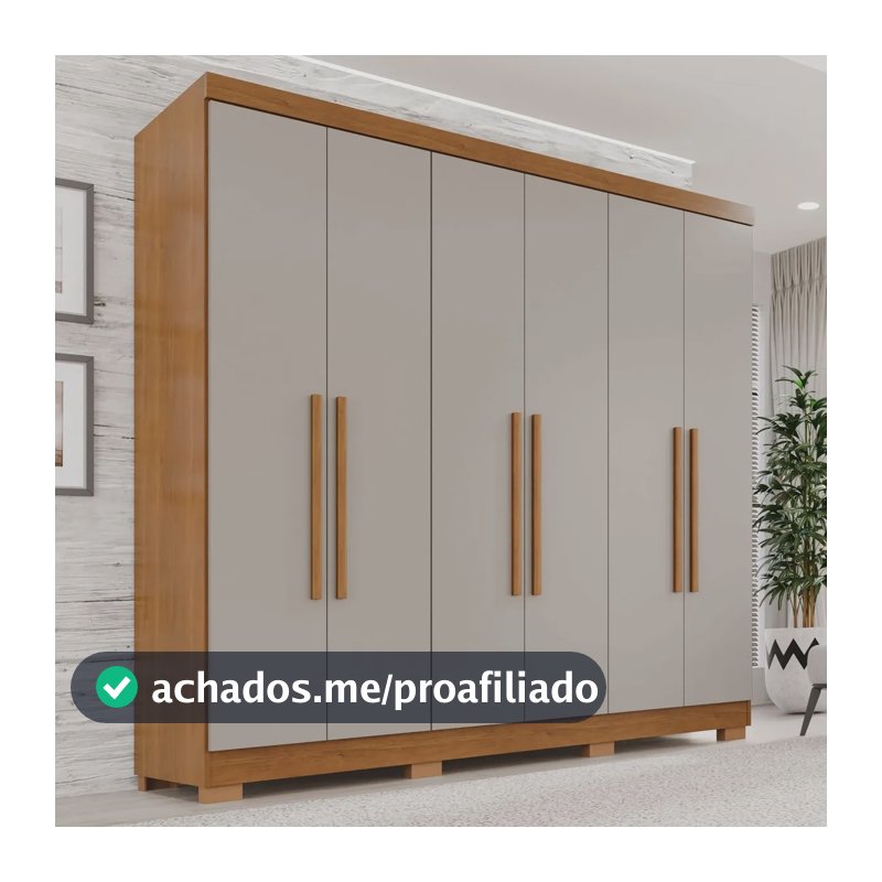 Guarda-roupa Casal 6 Portas 2 Gavetas França Espresso Móveis cor cinamomo off-white