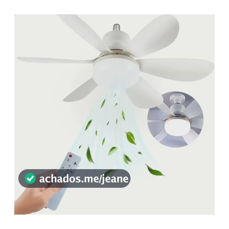 Ventilador de Teto Led 42cm Branco Controle Remoto Bivolt Silencioso