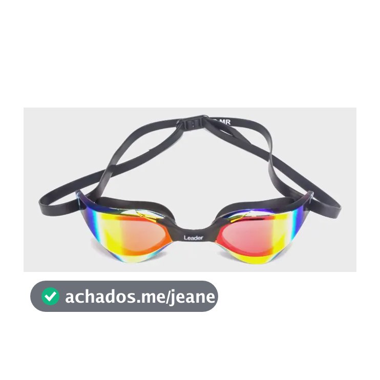Óculos Natação Espelhado Leader Winner Cor Preto Antiembaçante UV Tira Dupla Silicone 3 Narigueiras Treino Competição 7 Anos+