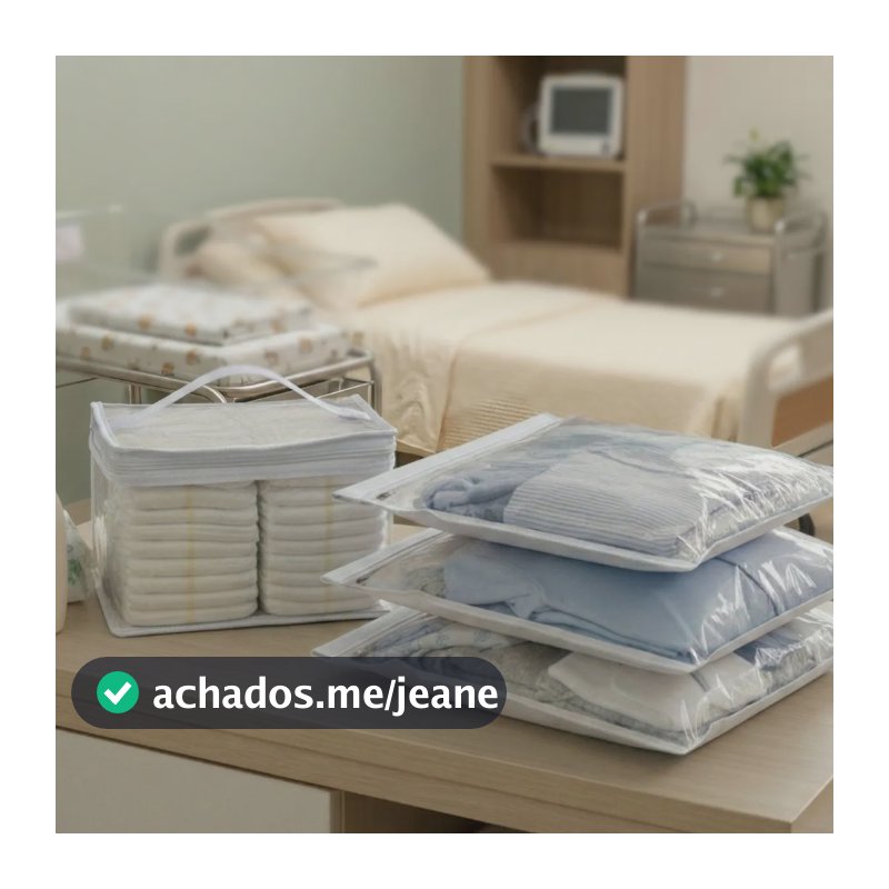 Kit 6 Saquinhos Organizador Saída Maternidade + 2 Necessaire Branco