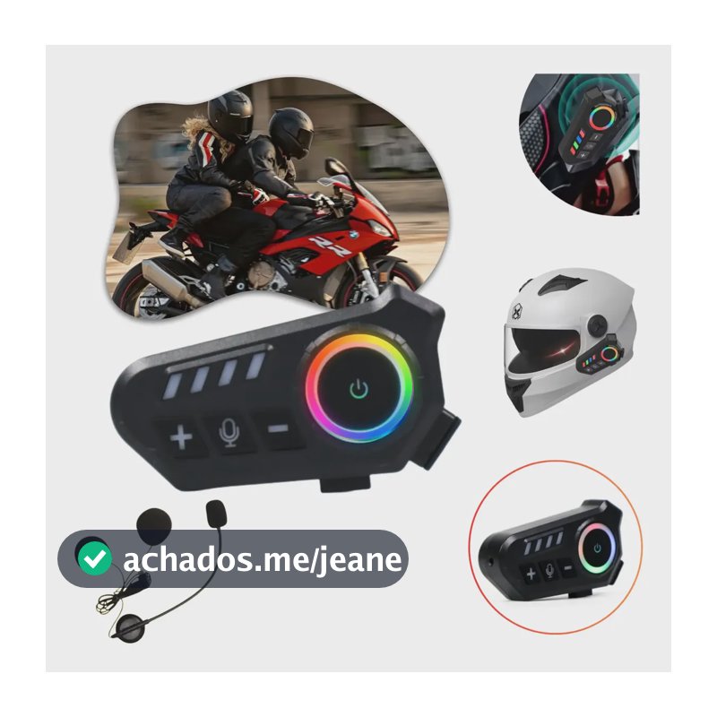 Fone De Ouvido Para Capacete Bluetooth Headset Rgb