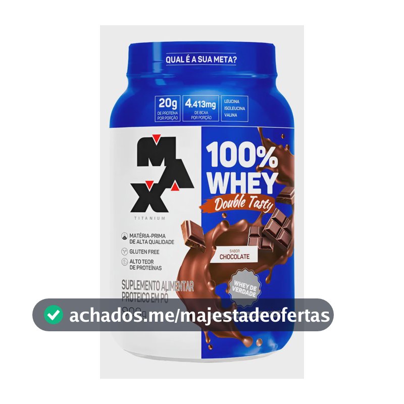 Whey 100% Concentrado Double Tasty Max Titanium Pote 900g Sabor Chocolate