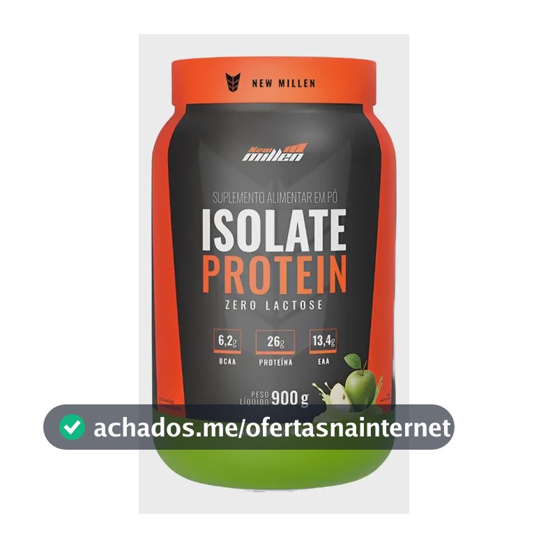 Proteina isolada Zero Lactose New Millen 900g Sabor Maça Verde