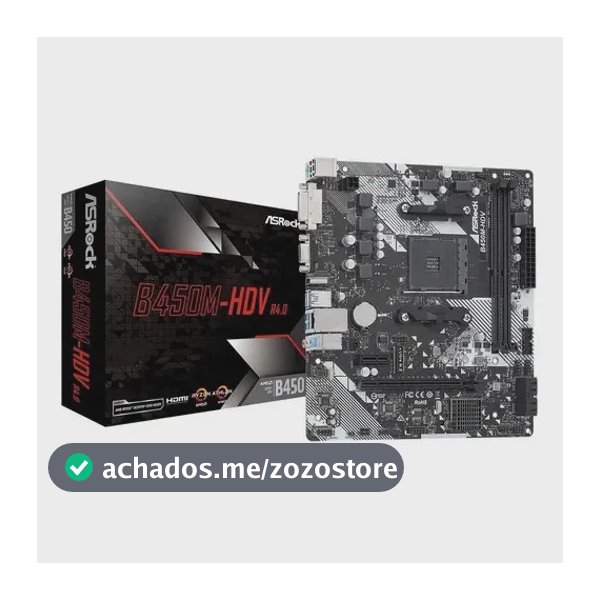 Placa Mãe Asrock B450m-hdv R4.0 B450 Amd Am4 Matx Ddr4 Preto