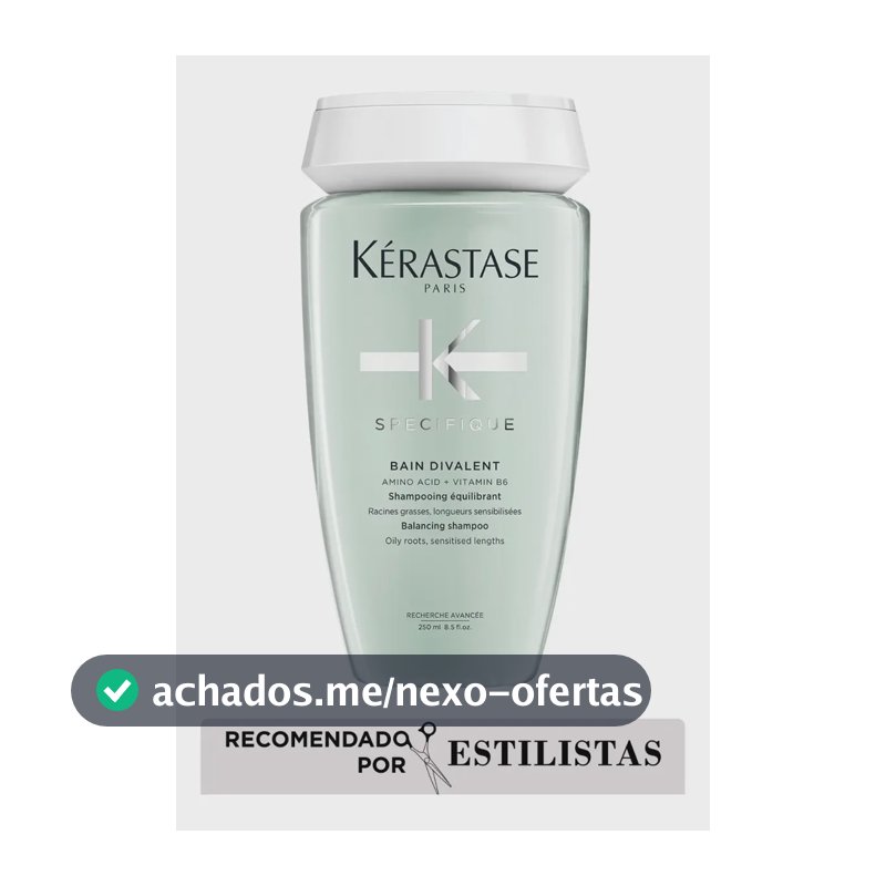 Kérastase Spécifique Bain Divalent Shampoo Antioleosidad, Cabelo Oleoso, com Aminoácidos, Vitamina B6 e Mentol, Reduz Odores, Nutre desde a Raiz, 250 ml