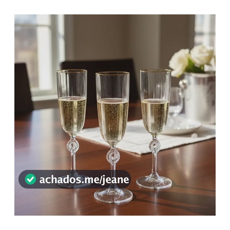 Conjunto 6 Taças Champagne Flute Design Sofisticado Premium Vidro
