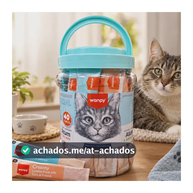 Petisco Gatos Wanpy Creamy 40un 560g Atum Salmão Bacalhau