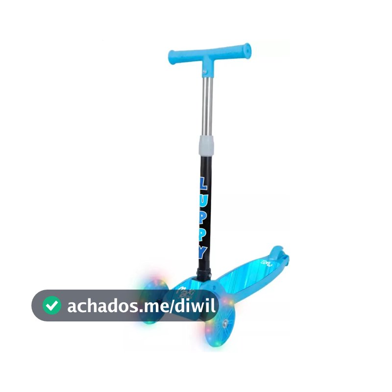 Patinete Infantil 3 Rodas Led Dobrável Luppy Azul Maxi Toys