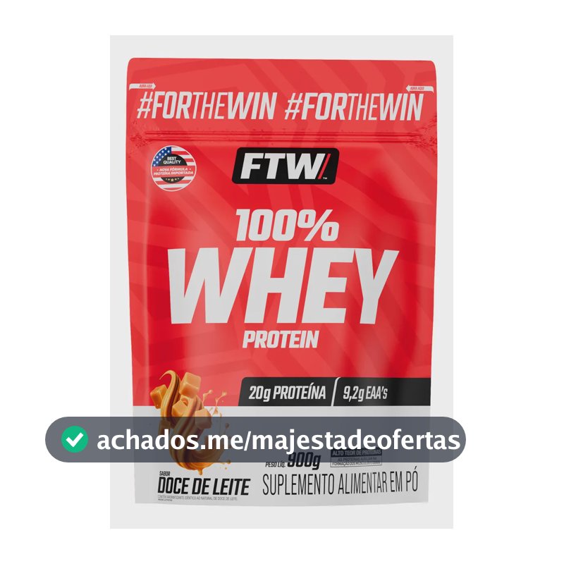 Whey Protein 100% Concentrado Refil 900g Sabor Doce de Leite - FTW