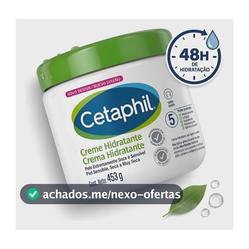 Cetaphil Creme Hidratante 453g Pele Seca E Sensível Original Sem Fragrância