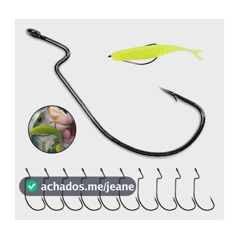 Anzol Offset Isca Artificial Ewg Pesca Traíra Soft Kit 10un 4/0