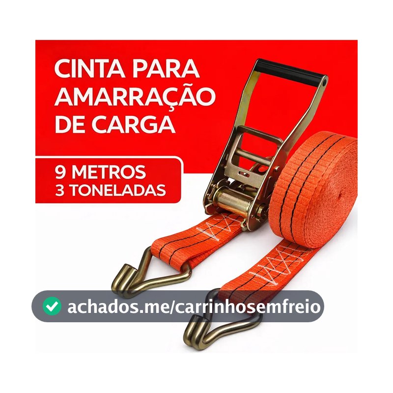 Cinta de Amarração para Cargas com Catraca, 3 Toneladas e 9 Metros