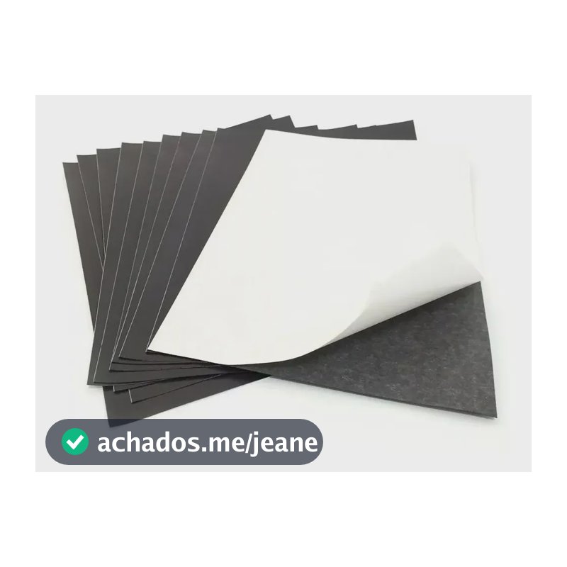 10 Folhas Imã Manta Imantada Adesivada A4 0,3mm Preto Liso