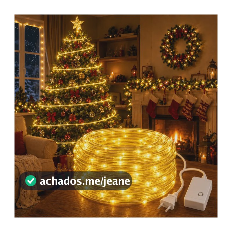30m Cordão Luz 300leds Fio Fada Pvc Prova Dágua 110v/220v Branco Quente 127/220v