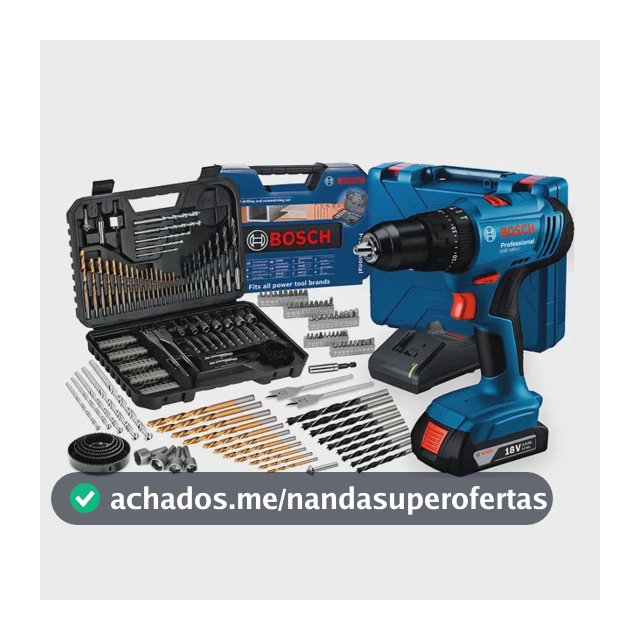 Parafusadeira E Furadeira De Impacto A Bateria 18v Bosch Gsb 183-li Maleta Com Kit Brocas E Bits Profissional 103 Peças