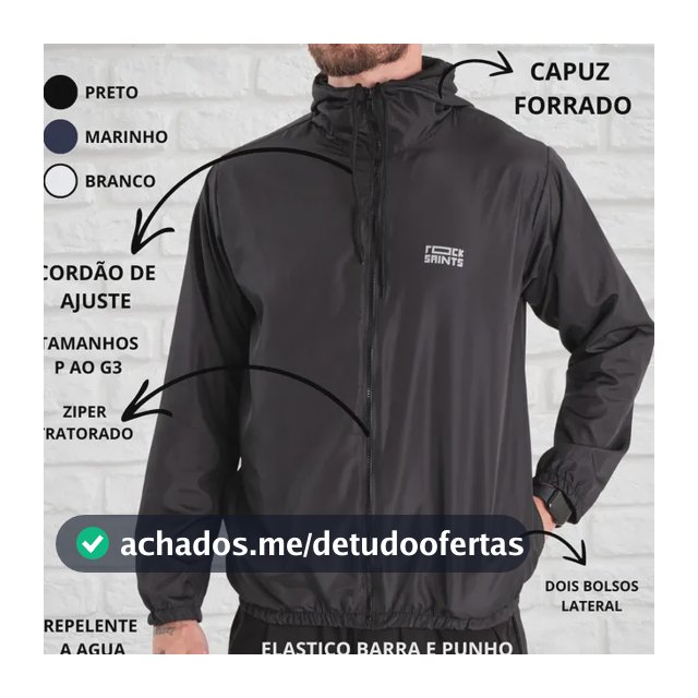 Jaqueta Casaco Corta Vento Rock Saints Liso