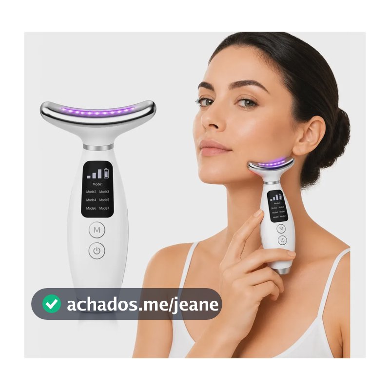 Massageador Facial E Pescoço Led 7 Cores Com Radiofrequência 127/220v