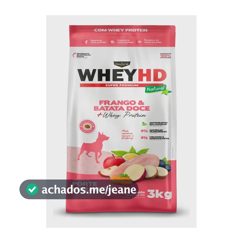 Ração Premiatta Whey Hd Mini Cão Adulto 3kg Frango/bat.doce