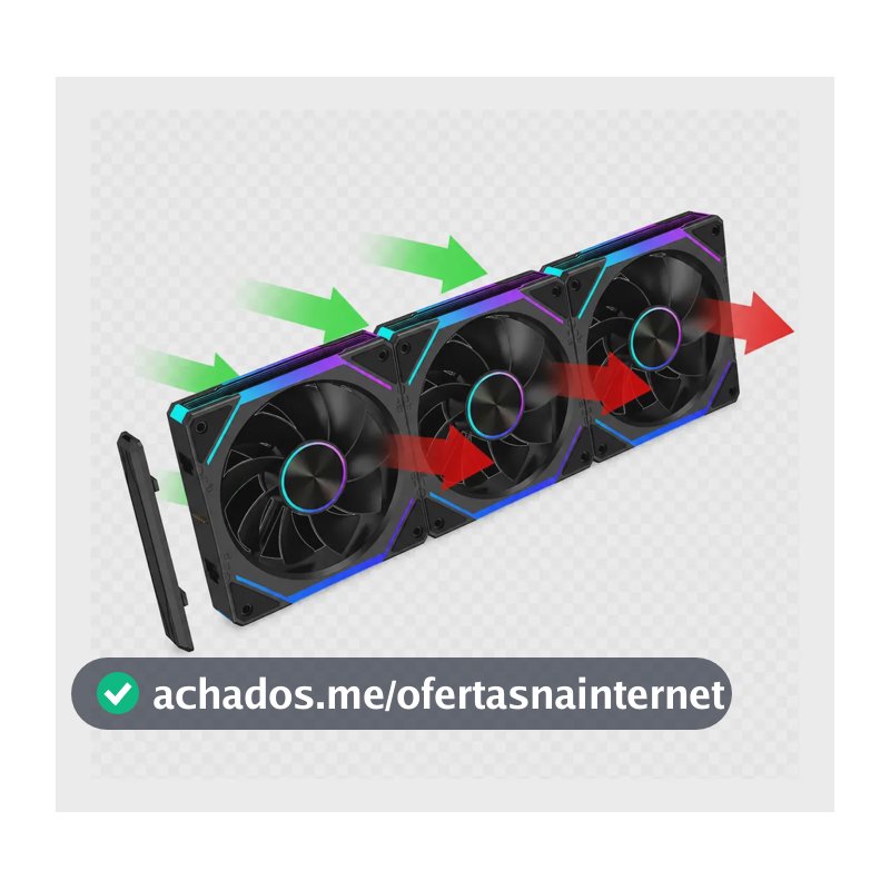 Kit Fan Magnético Reverse 3 Em 1 Obsid Unifan Argb 120mm Pt Preto
