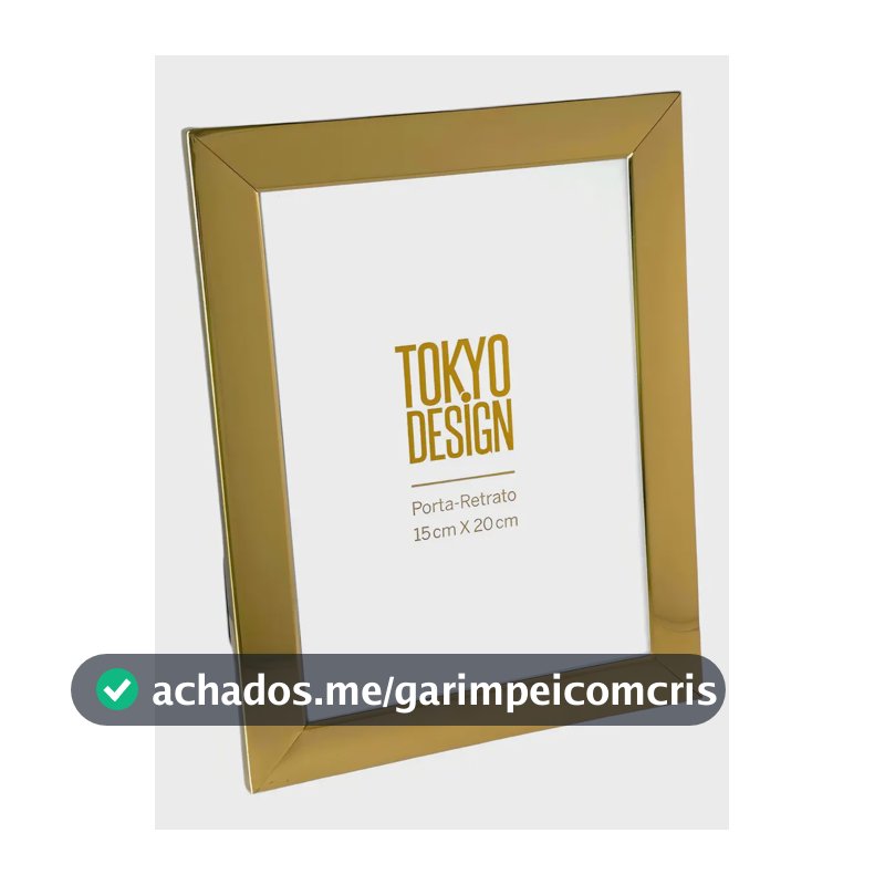 Porta-Retrato Dourado Aço Inox 15x20 cm Vertical Individual Vidro