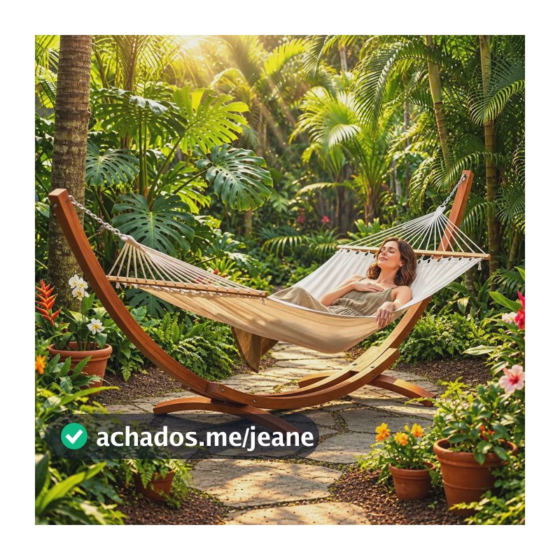 Rede Descanso - Base - Suporte Madeira - Conjunto - Premium! Ocre Solteiro