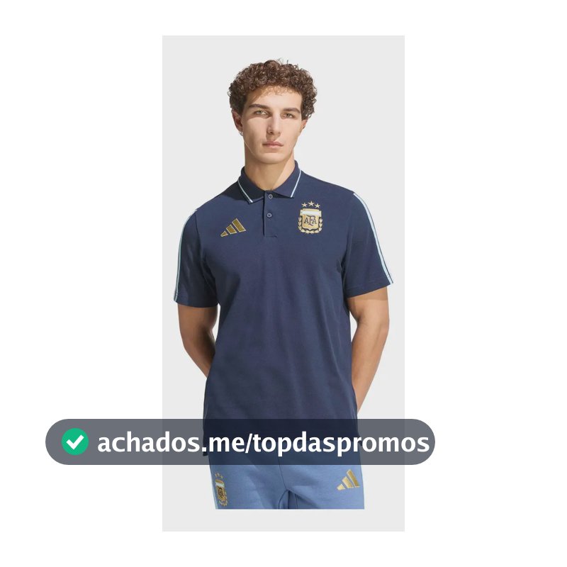Camiseta Polo Masculina Dna Seleção Argentina adidas Ntnavy Liso G Lisa