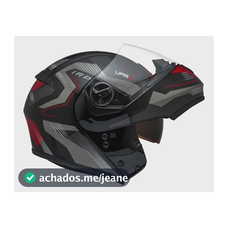 Capacete Moto Escamoteável Articulado Peels U-rb 2 Skyline Preto/vermelho Brilhante 59/60